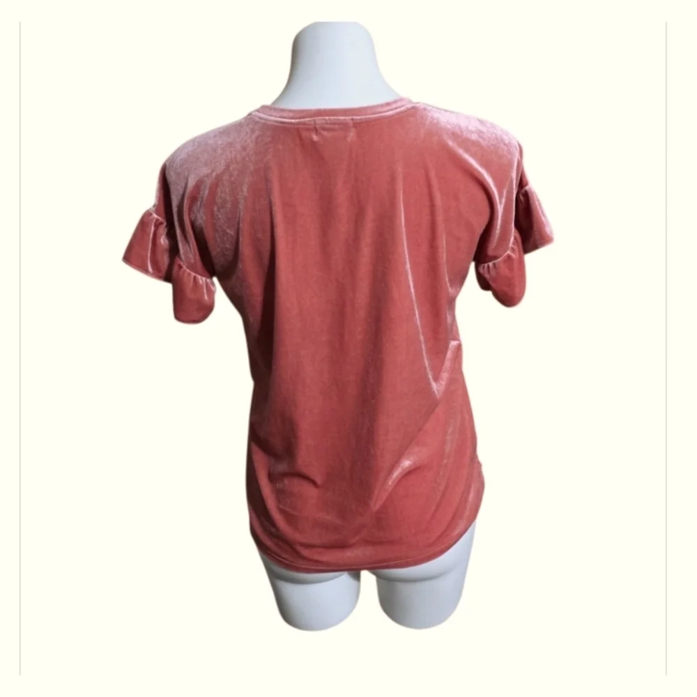 Old Navy Ruffle Velvet Sleeve Top Tyrell Rose Size XL (14)